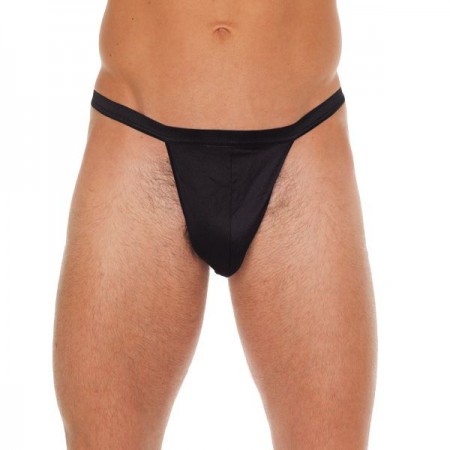 Mens Black Straight GString With Black Pouch Mens Black Straight GString With Black Pouch