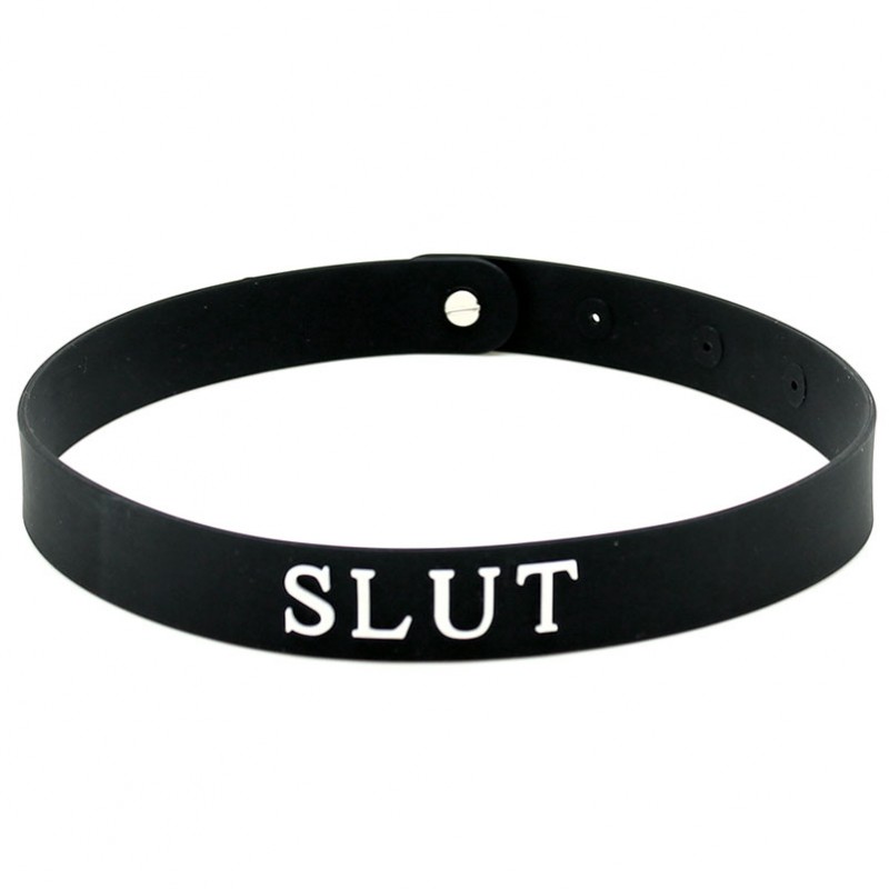Black Silicone Slut Collar - Collars Black Silicone Slut Collar - Collars